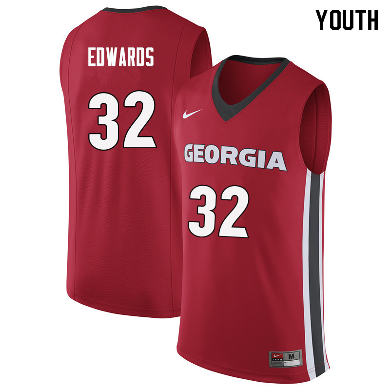 Youth #32 Mike Edwards Georgia Bulldogs College Basketball Jerseys Sale-Red
